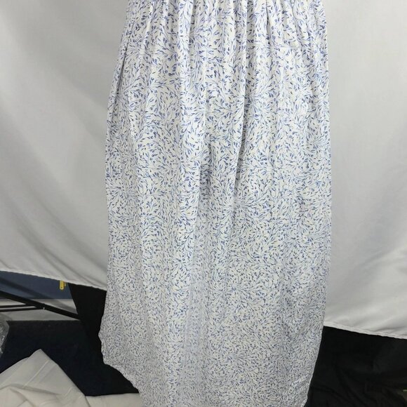 H&M White w/Blue Floral Print Removable Spaghetti Strap Smocked Top Dress Large - Picture 4 of 10